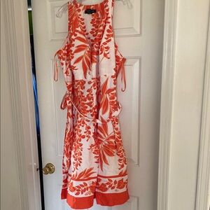 Ashley Stewart Orange and White Halter Sundress